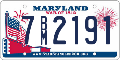 MD license plate 7BM2191