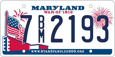 MD license plate 7BM2193