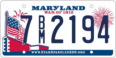 MD license plate 7BM2194