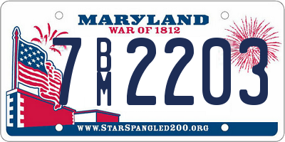 MD license plate 7BM2203