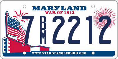 MD license plate 7BM2212