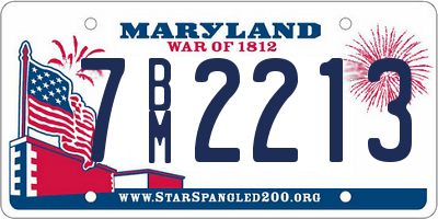 MD license plate 7BM2213