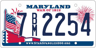 MD license plate 7BM2254