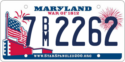MD license plate 7BM2262