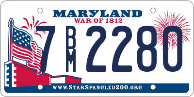 MD license plate 7BM2280
