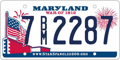 MD license plate 7BM2287