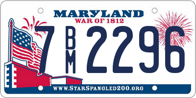 MD license plate 7BM2296
