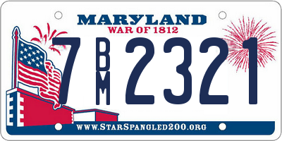 MD license plate 7BM2321