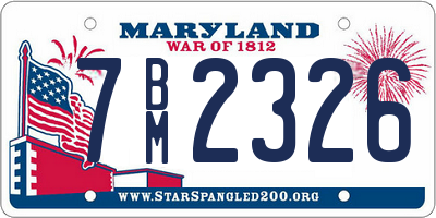 MD license plate 7BM2326