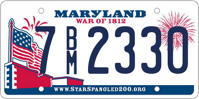 MD license plate 7BM2330