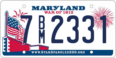 MD license plate 7BM2331