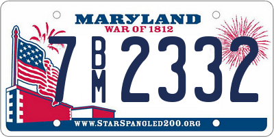 MD license plate 7BM2332