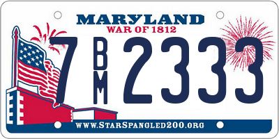 MD license plate 7BM2333