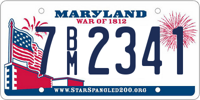 MD license plate 7BM2341