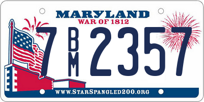 MD license plate 7BM2357