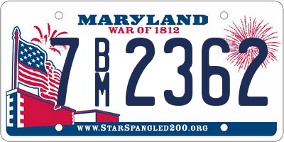 MD license plate 7BM2362