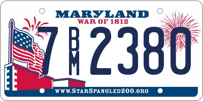 MD license plate 7BM2380