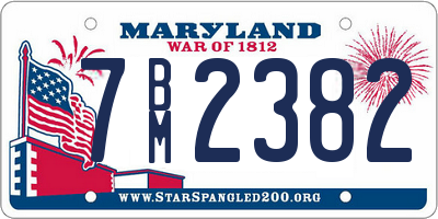 MD license plate 7BM2382