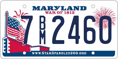 MD license plate 7BM2460