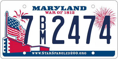 MD license plate 7BM2474
