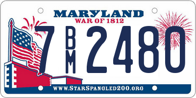MD license plate 7BM2480