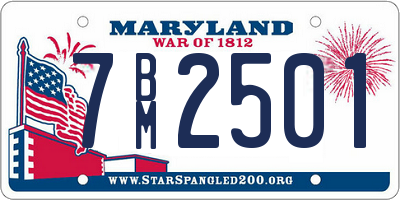 MD license plate 7BM2501