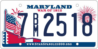 MD license plate 7BM2518