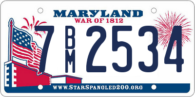MD license plate 7BM2534
