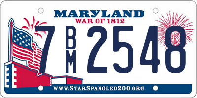 MD license plate 7BM2548