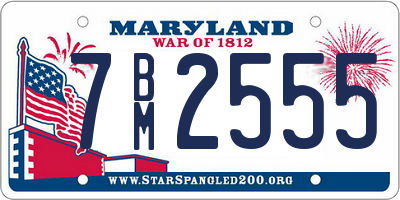 MD license plate 7BM2555