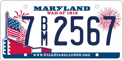 MD license plate 7BM2567