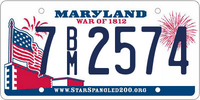 MD license plate 7BM2574