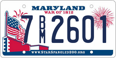 MD license plate 7BM2601