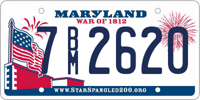 MD license plate 7BM2620