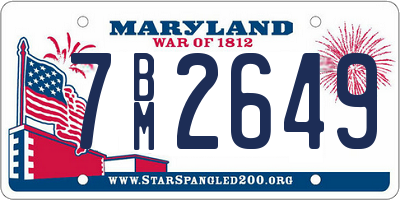 MD license plate 7BM2649