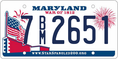 MD license plate 7BM2651