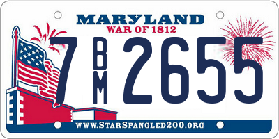 MD license plate 7BM2655