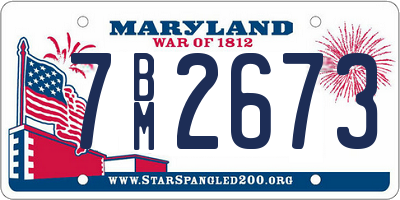 MD license plate 7BM2673