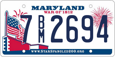 MD license plate 7BM2694