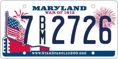 MD license plate 7BM2726