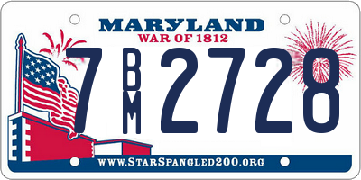MD license plate 7BM2728