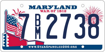 MD license plate 7BM2738