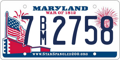 MD license plate 7BM2758