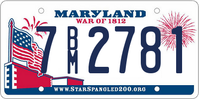 MD license plate 7BM2781