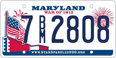 MD license plate 7BM2808