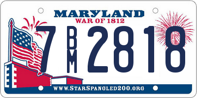 MD license plate 7BM2818