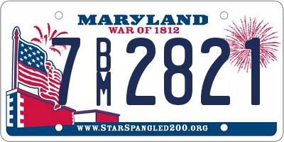 MD license plate 7BM2821