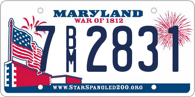 MD license plate 7BM2831