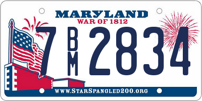 MD license plate 7BM2834