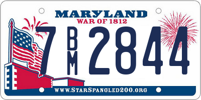 MD license plate 7BM2844